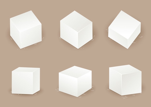 Set of sugar cube in different angle