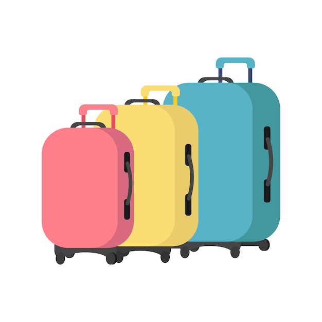 さまざまなサイズと色のスーツケース荷物のセット