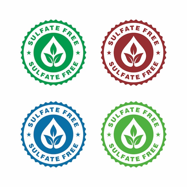 Vector set of sulfate free round icon symbol for personal care products