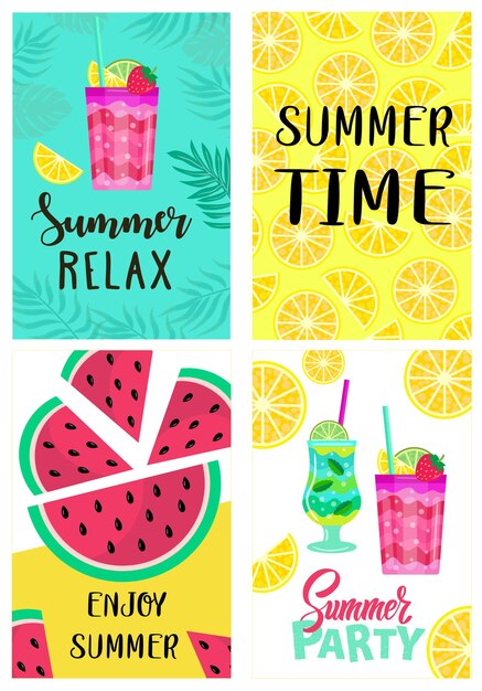 Vector set of summer banners. vector illustration for advertising, parties, sites, sales