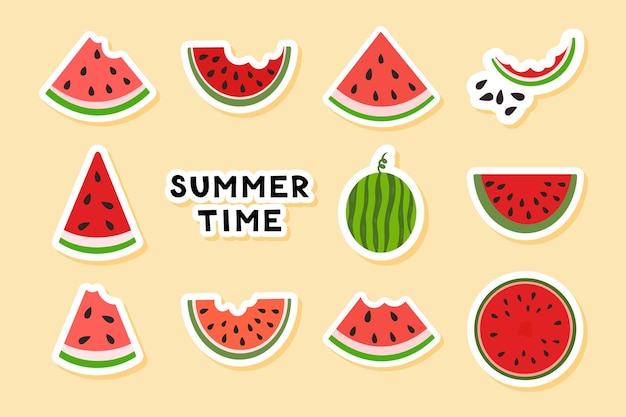 Set of Summer cards with watermelon