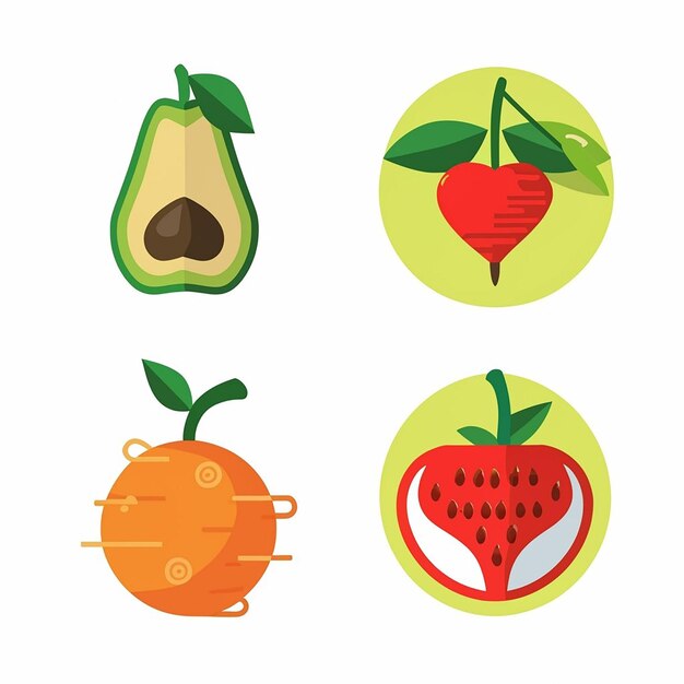 Vector set of summer fruits and vegetables icons vector