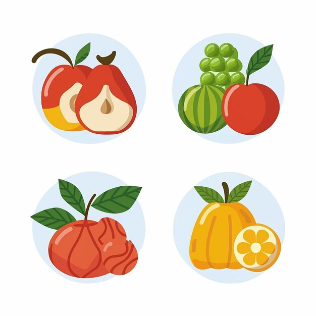 Set of Summer Fruits and Vegetables Icons vector