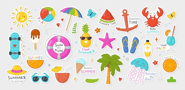 Set of summer holiday stickers