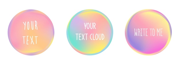 Set di sfondi di cerchi multicolori estivi con spazio per testo, poster, pubblicità sui social media