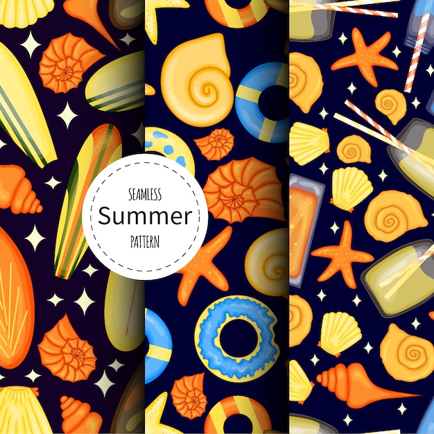 Set of summer patterns illustration