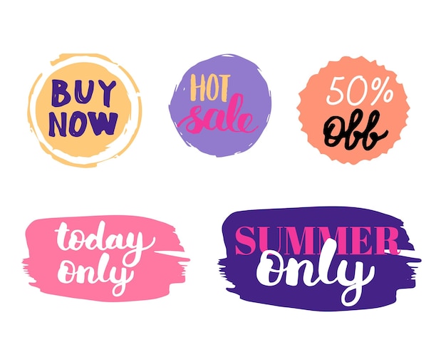 Vector set of summer sale labels hand drawn vector illustration labels for shopping