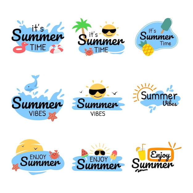 Set of summer sticker label vector