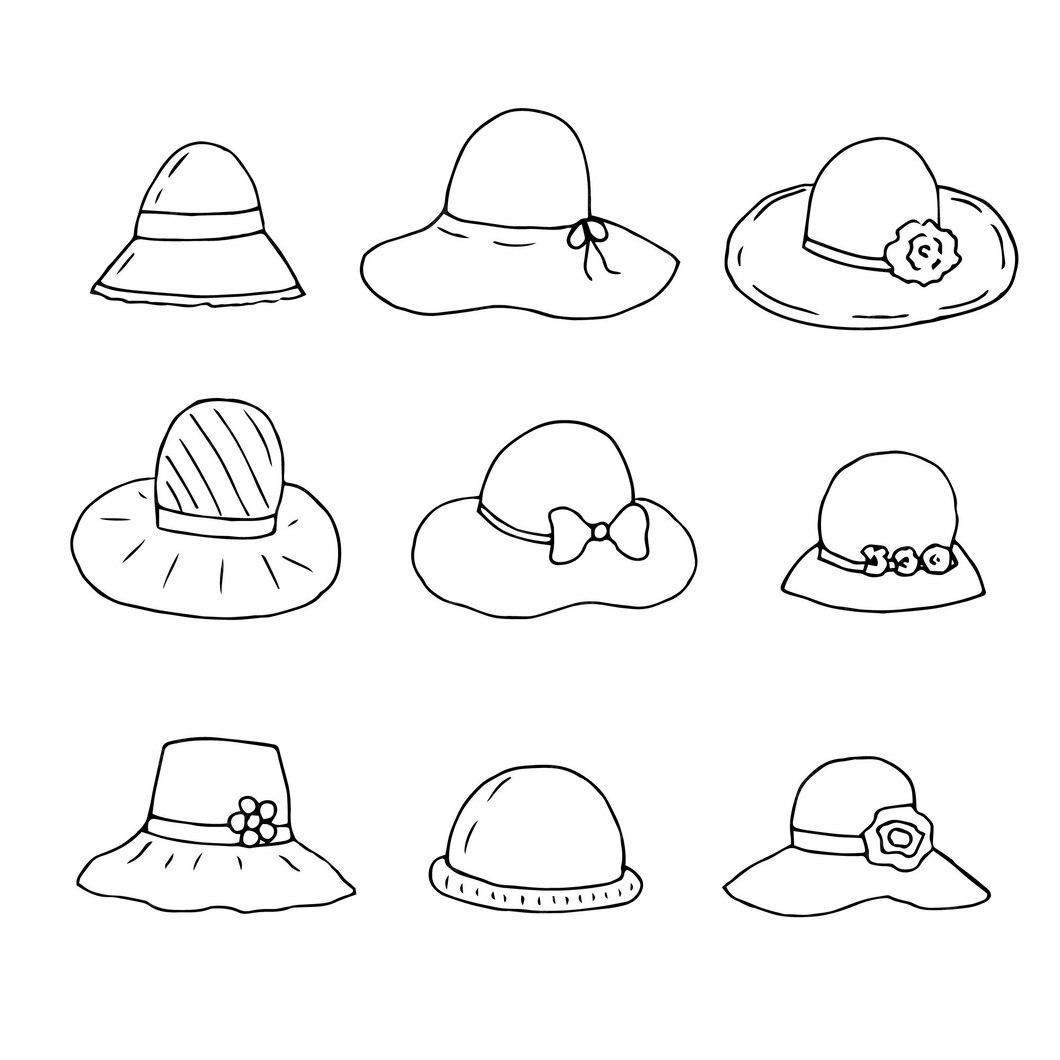 Premium Vector Set of summer sun hats vector illustration hand