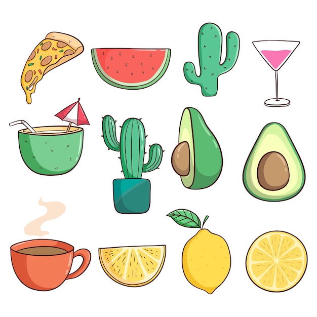 Set of summer themed icons