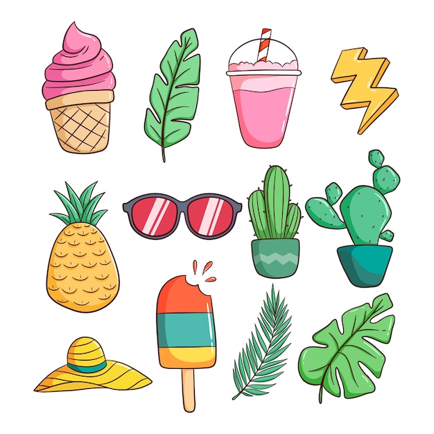 Vector set of summer themed icons