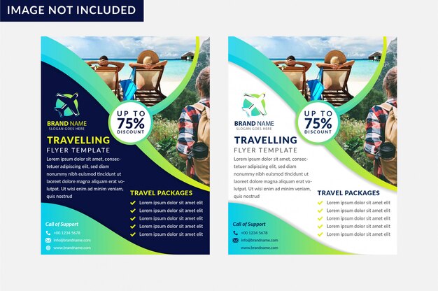 Vector set of summer travel flyer