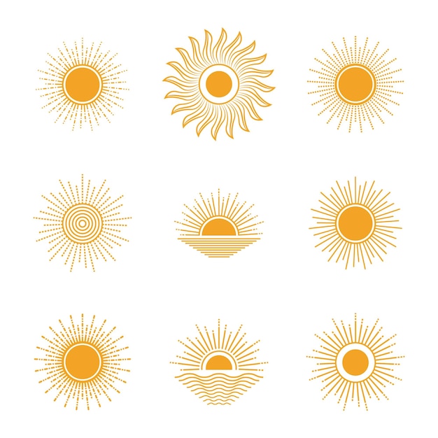 太陽のロゴのベクトル図のセット