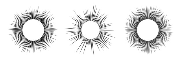 白い背景の太陽のシンボルのセット