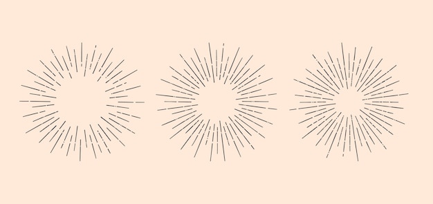 矢量集合的太阳爆发，复古图形元素