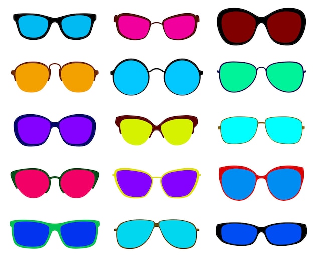 Set of sunglasses Flat design