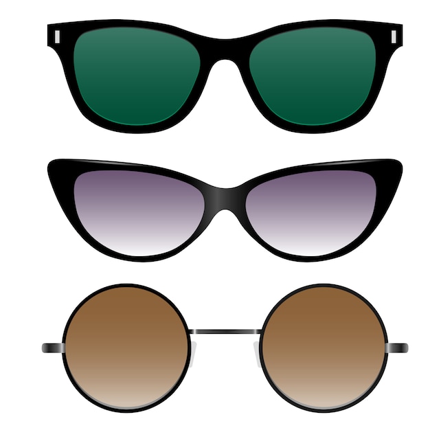 Vector set of sunglasses in retro style