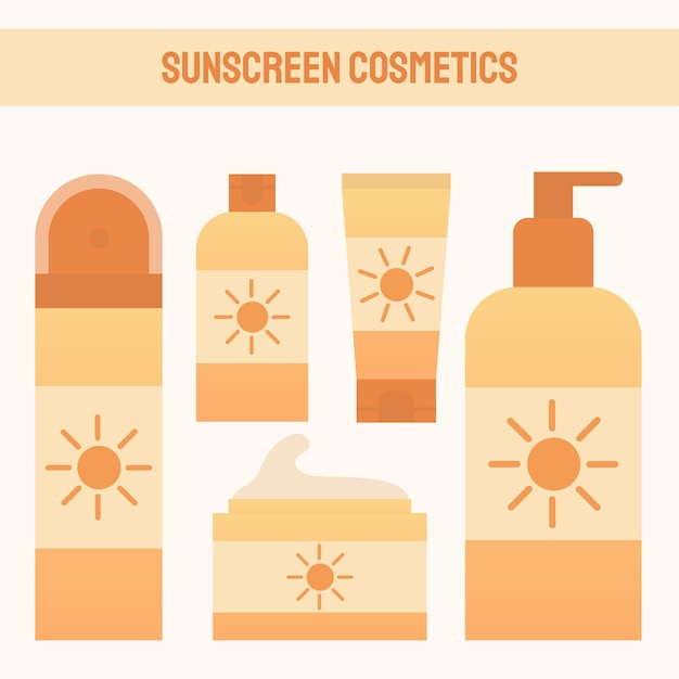 Vector set of sunscreen cosmetics sunscreen spf protection