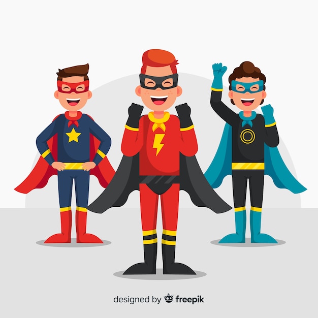 Vector set of superhero kids