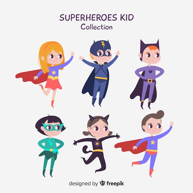 Set of superhero kids