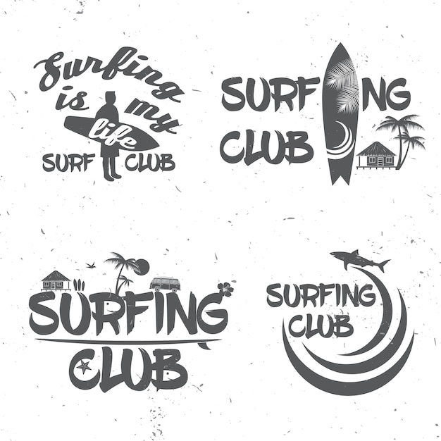 Vettore set di concetto di club di surf