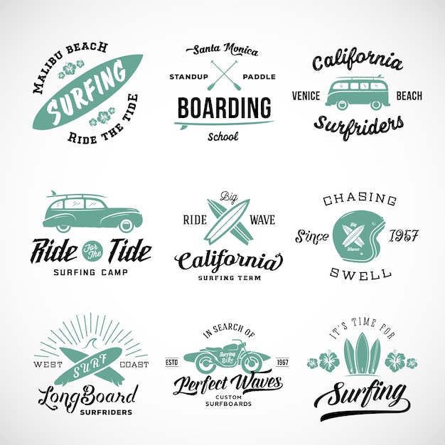 Set of surfing logos