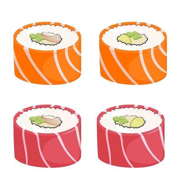 Set of sushi food japanese illustration, asian food set