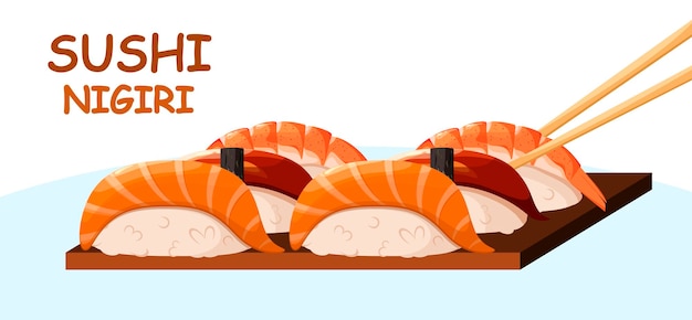 Vettore un set di sushi nigiri. cucina giapponese.