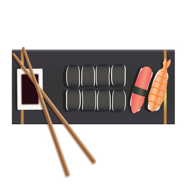 Set of sushi, rolls, Asian food, Chinese food, fish, vector illustration