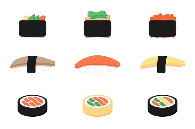 Set di illustrazione vettoriale di sushi