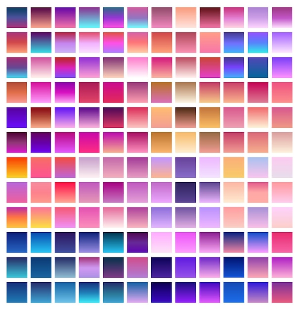 Set swatches colorful gradient background violet palette