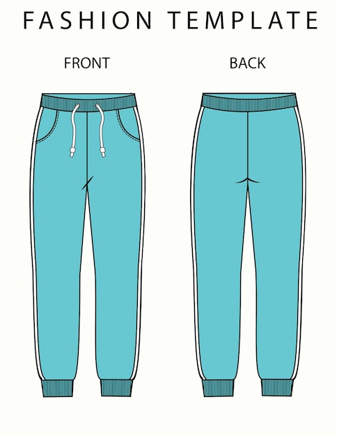Impostare i pantaloni della tuta vista anteriore e posteriore
