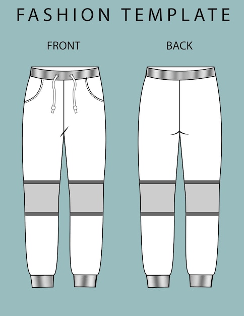 Impostare i pantaloni della tuta vista anteriore e posteriore