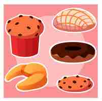 Vector set of sweet bread icon illustration