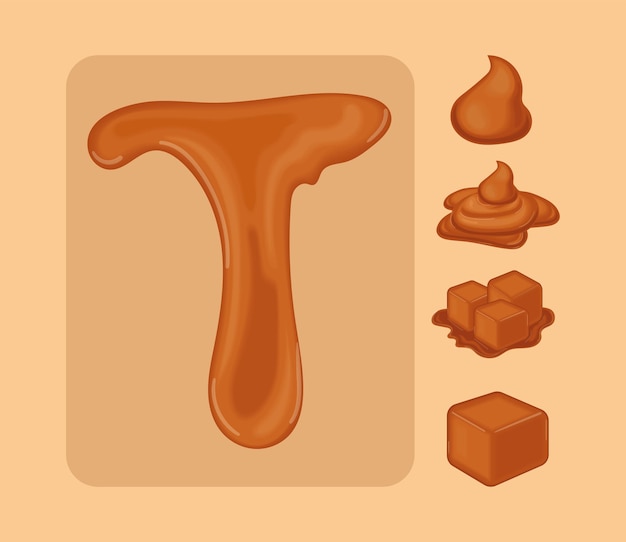 Set of sweet caramel realistic