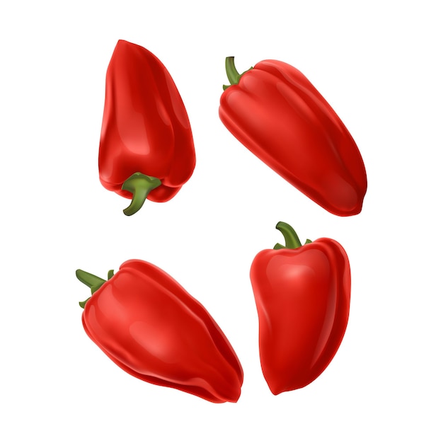 Set of sweet peppers of red color.     illustration isolated