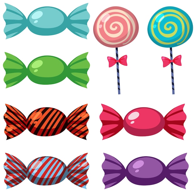Set of sweet on white background