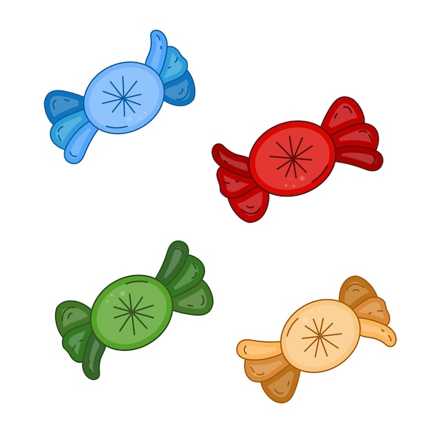 Vettore set di caramelle caramelle deferenti colori illustrazione vettoriale doodle macaroon vortice caramelle al cioccolato