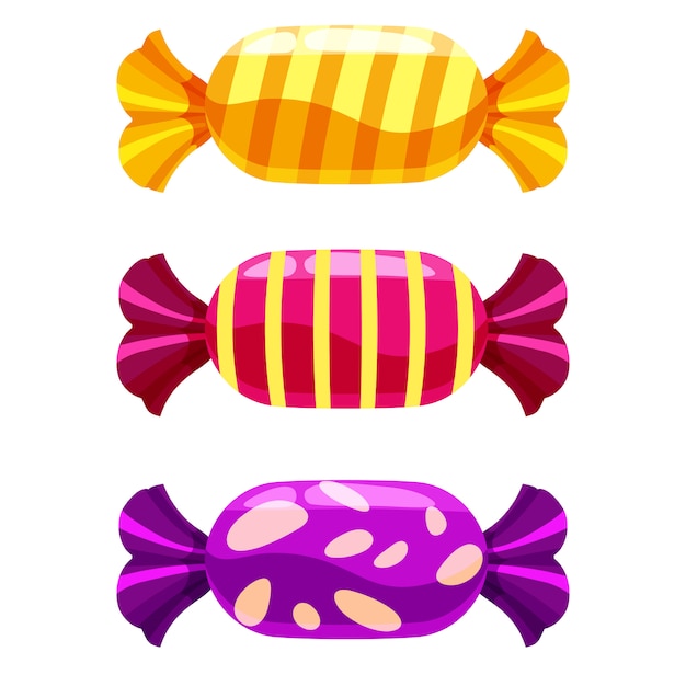 Set of sweets candy on white .  illustration