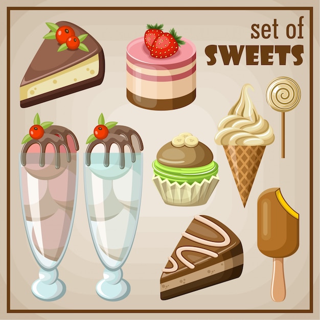 Vector set of sweets