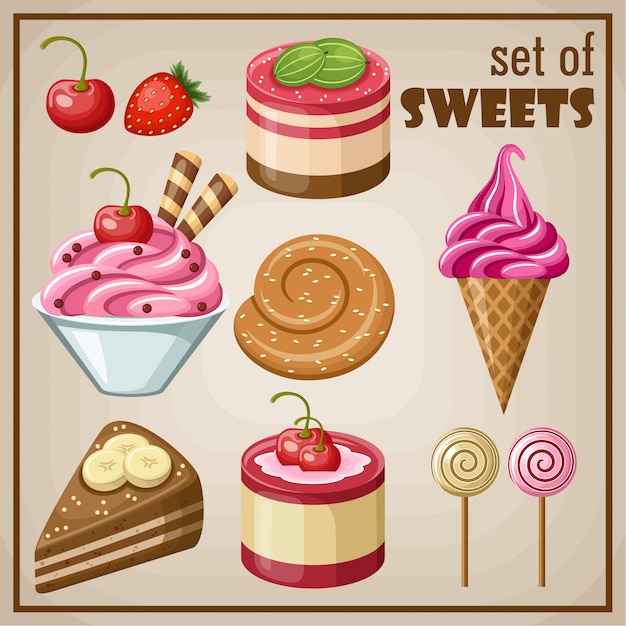 Vector set of sweets