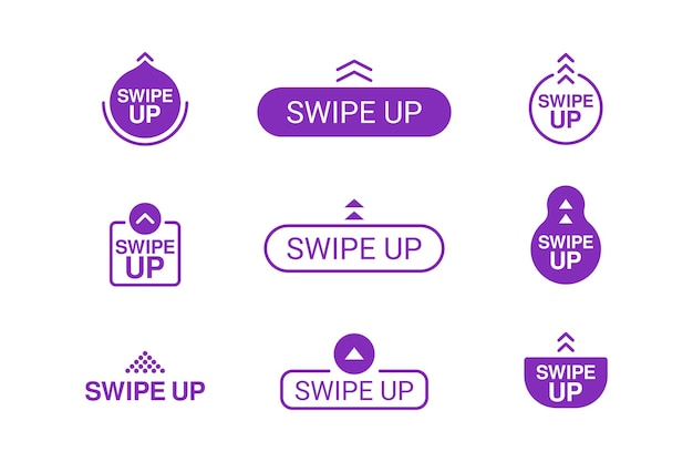 Vector set of swipe up arrow icons scroll button