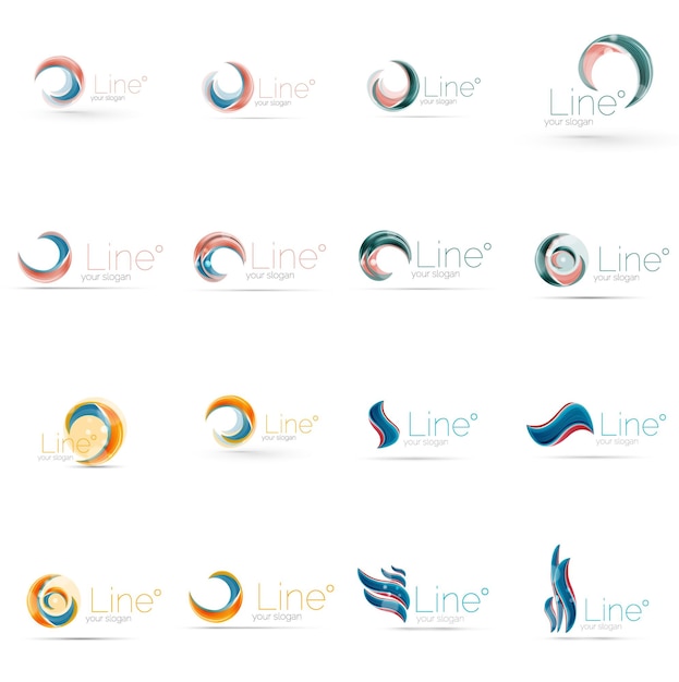 Set of swirl wave lines circle logo icons