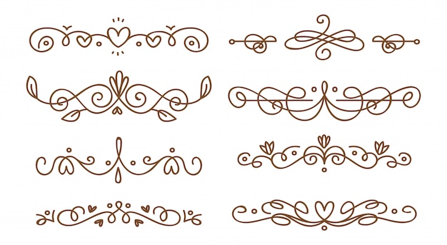 Vector set swirly decoratieve verdelers