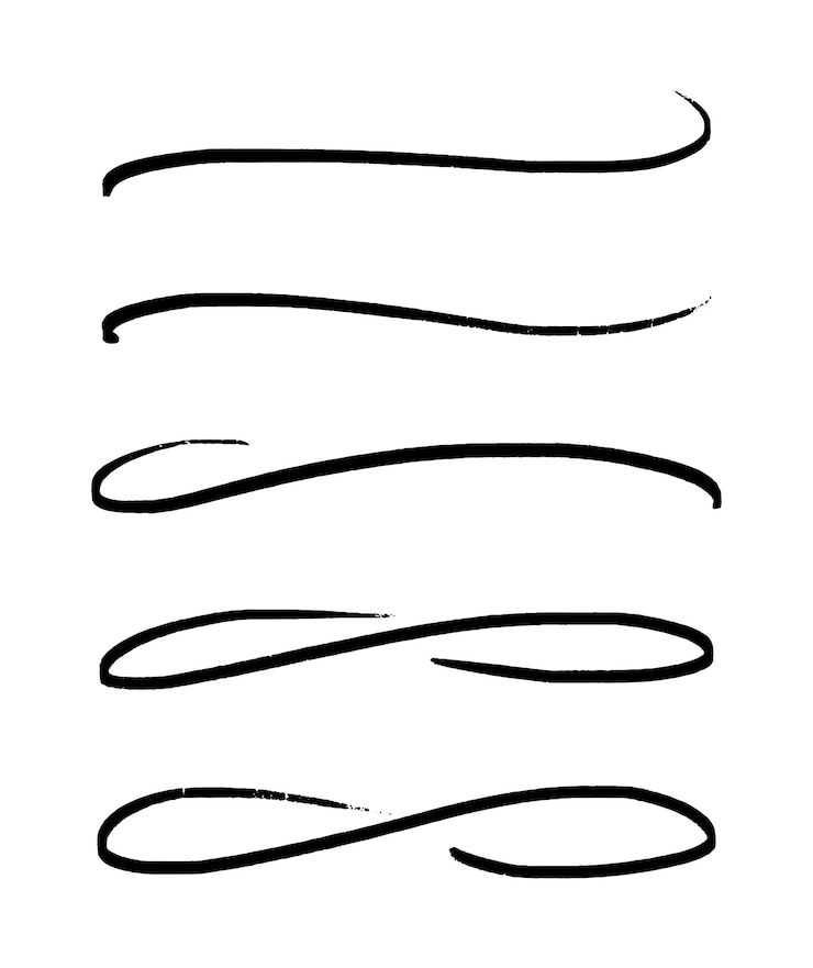 Vector set of swoosh underline squiggly figure eight underline curves vector illustration