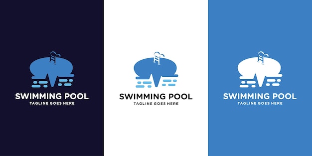 Set di simboli piscina logo design illustrazione vettoriale