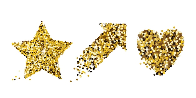 Set of symbols made of gold sequins