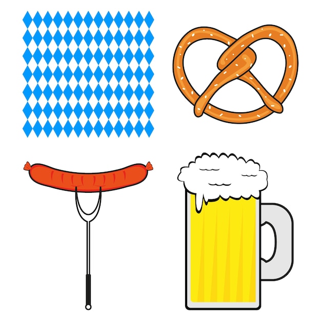 Vector set of symbols for the oktoberfest festival on a background background