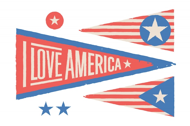 Vector set symbols usa. vintage retro graphic flag, pennant