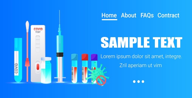 코로나 바이러스 전염병에 대한 Covid-19 백신 병 면봉 비강 검사 및 신속한 카세트 싸움이있는 주사기 세트